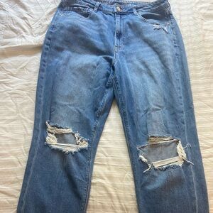 ripped straight leg jeans